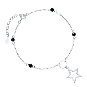 Bratara argint cu stea si pietre negre Spinel DiAmanti Z1961BR_B-DIA (Argint 925‰ 1,6 g.)